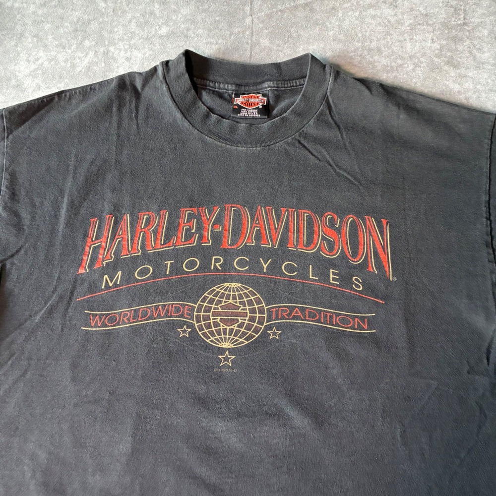Vintage 1996 Harley Davidson T Shirt XL Faded Black Frederick Maryland USA Made